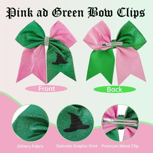 Wicked Friendship Hair Accessories Set Pink Green Clips Bracelets for Women - Picture 4 of 7